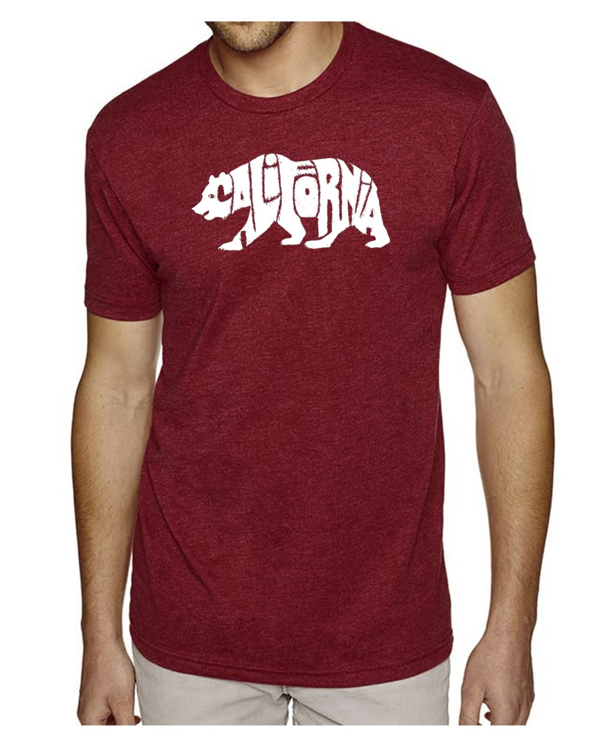 Men's Word Premium Art T-Shirt - California Bear - Burgundy