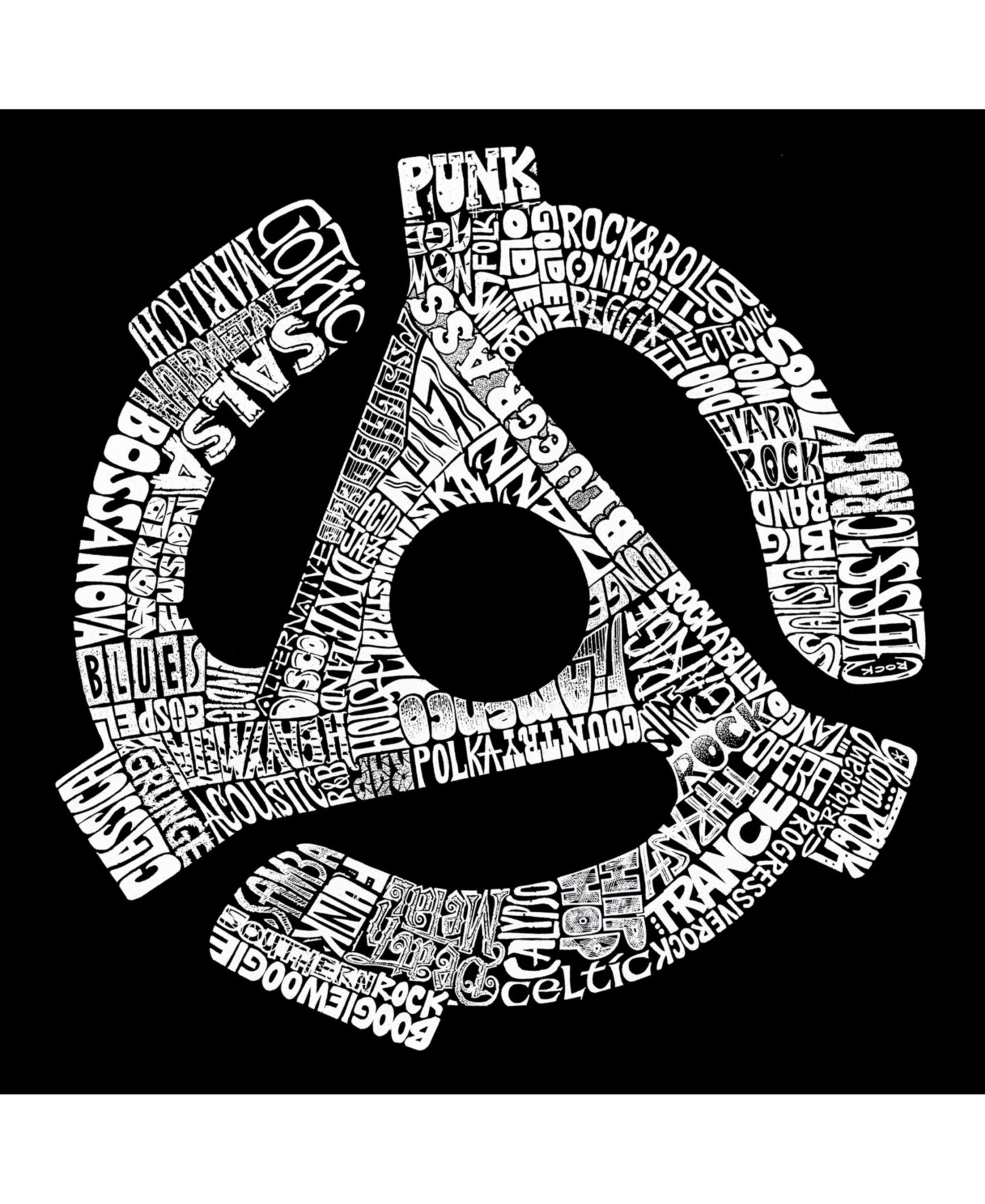 Мужская футболка LA Pop Art Word Art Long Sleeve T-Shirt- Record Adapter, цвет: Чёрный — фото 2