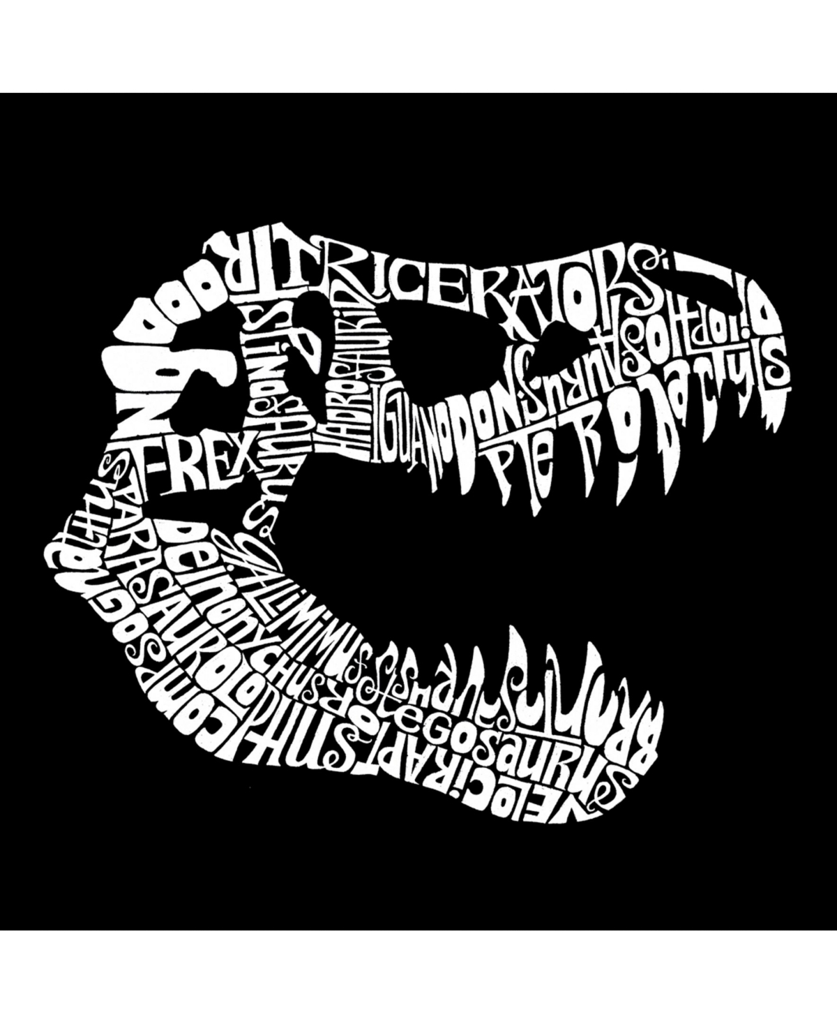La Pop Art Men's Word Art Long Sleeve T-Shirt- T-Rex Skull