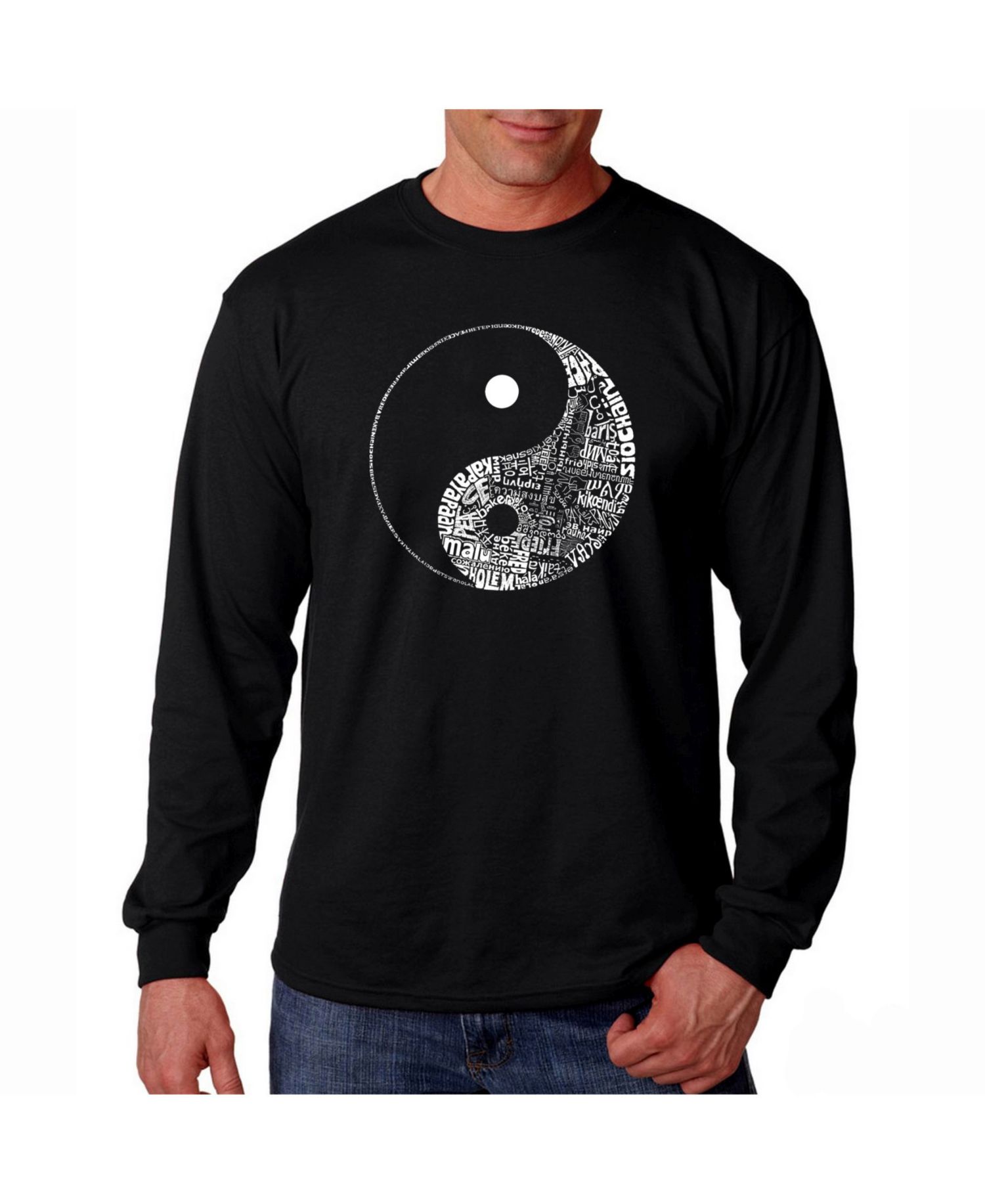Men's Word Art Long Sleeve T-Shirt- Yin Yang