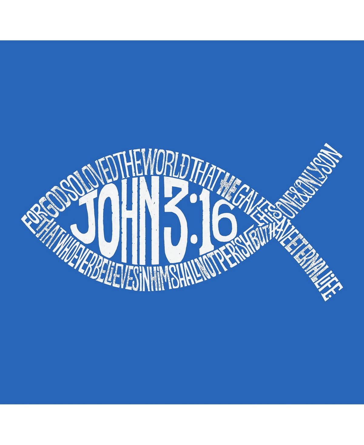 La Pop Art Men's Word Art Long Sleeve T-Shirt - John 3:16 Fish Symbol