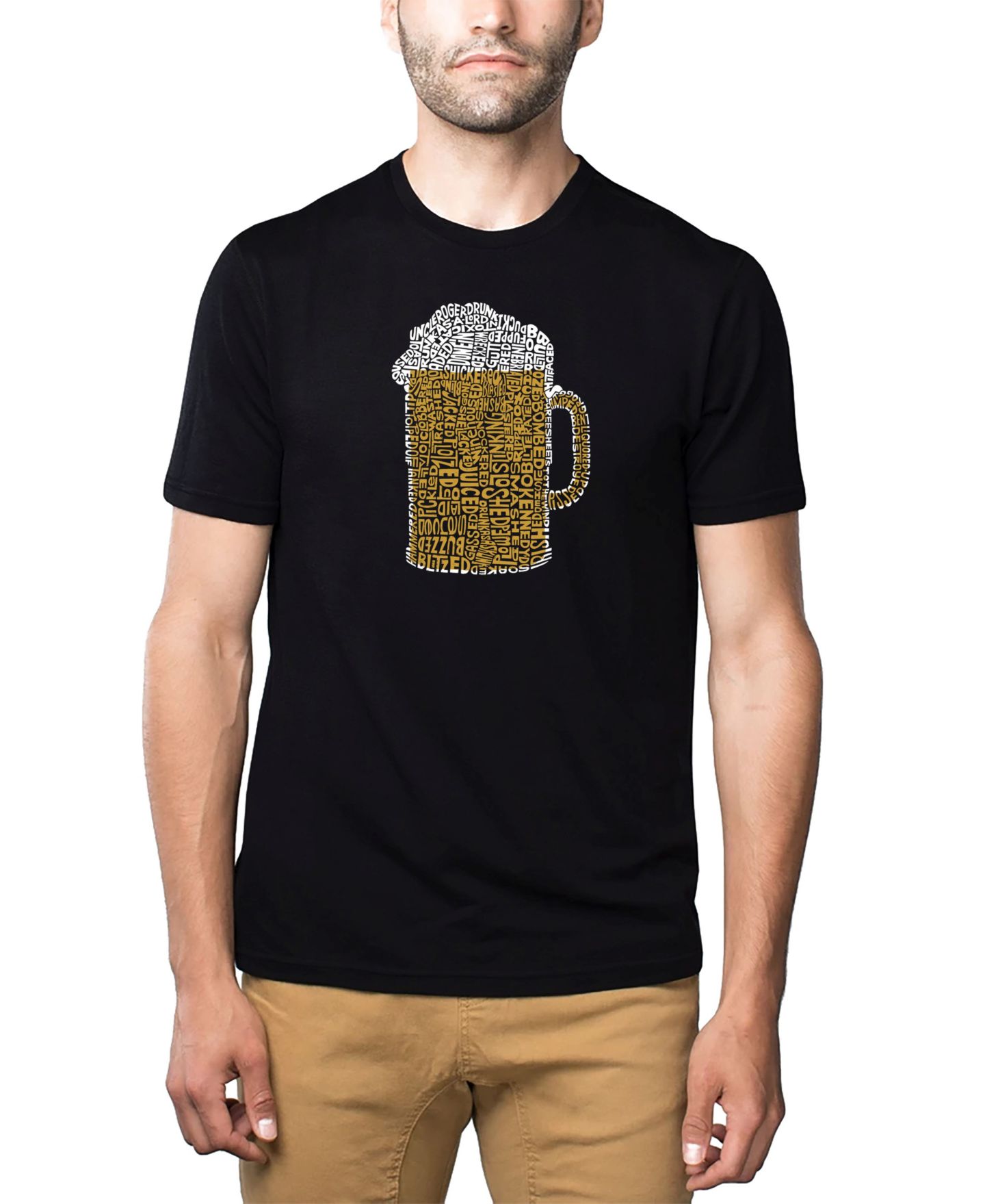 Мужская футболка LA Pop Art Cotton/Poly Blend Word Art - Beer Terms, цвет: Чёрный — фото 1