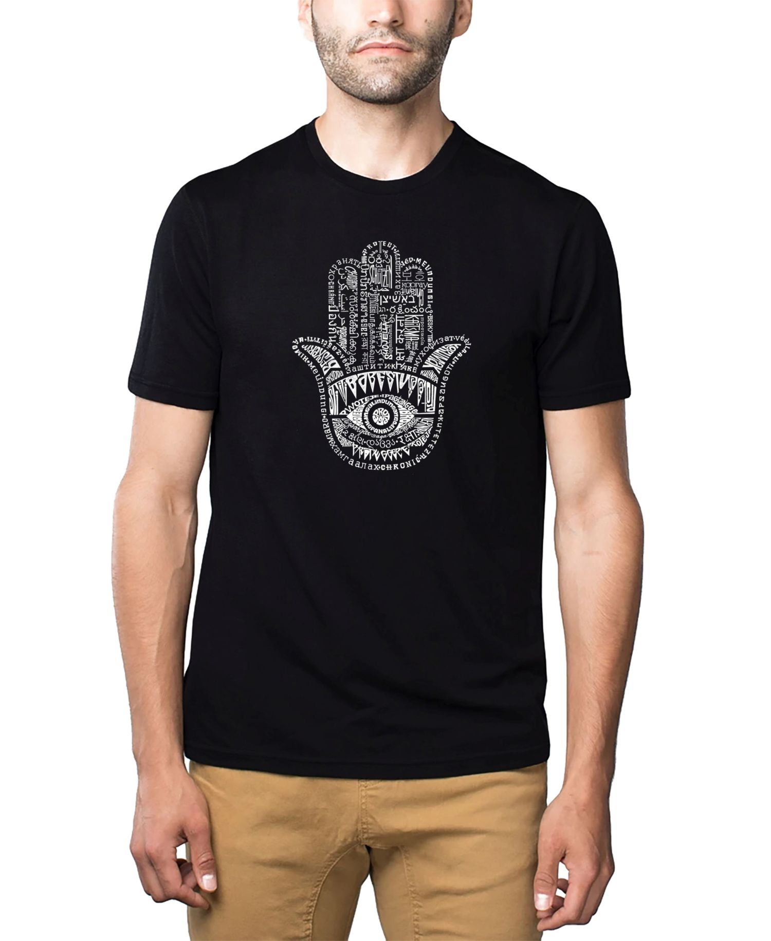 Men's Cotton/Poly Blend Word Art T-Shirt - Hamsa