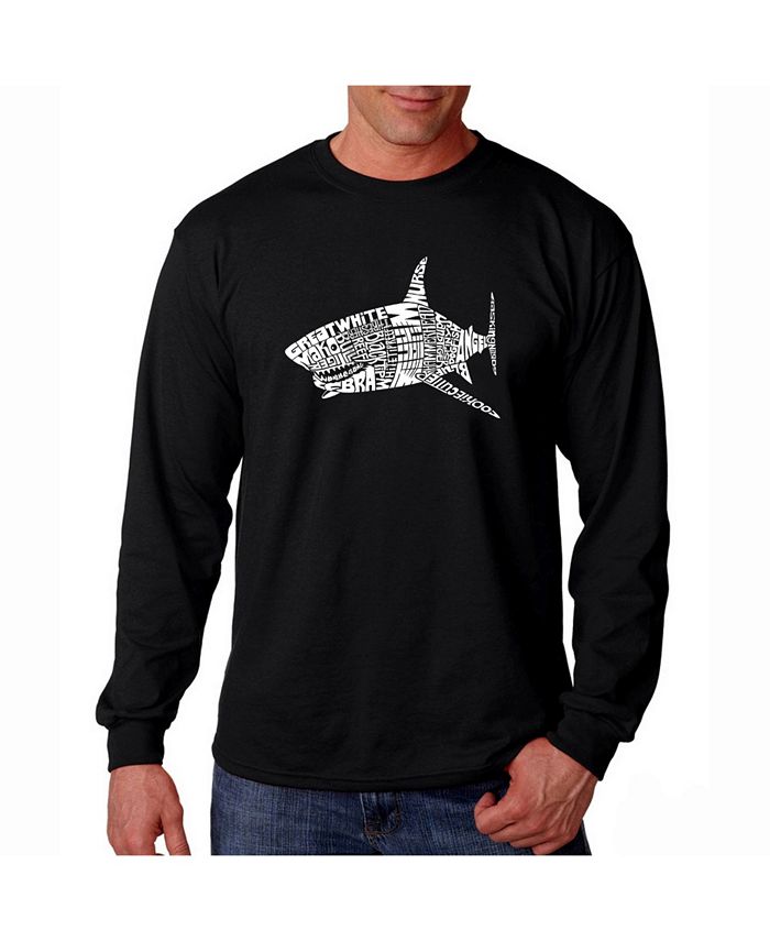 LA Pop Art Men s Word Art Long Sleeve T Shirt Shark Species Macy s