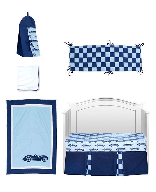 Pam Grace Creations Vintage Like Race Cars 6 Piece Crib Bedding