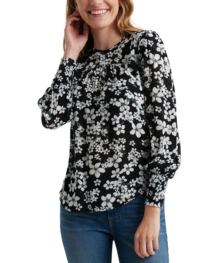 Lucky Brand Floral-Print Peasant Top - Macy's