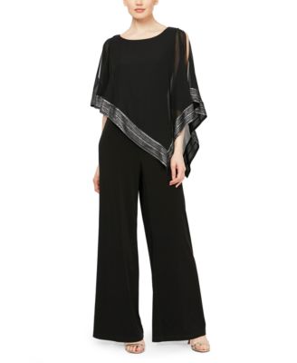 SL Fashions Asymmetrical Cape Jumpsuit - Macy's