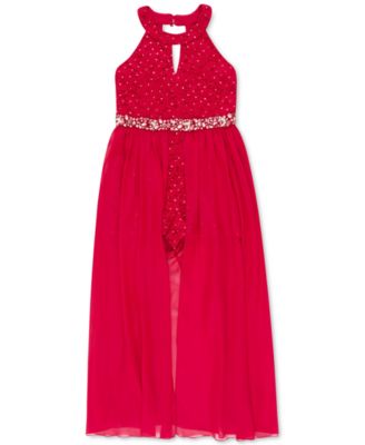 Speechless Big Girls Lace & Chiffon Walk-Through Romper - Macy's