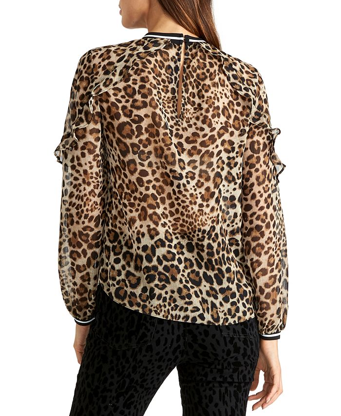 RACHEL Rachel Roy Sheer Leopard-Print Top - Macy's