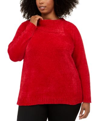Karen Scott Plus Size Chenille Split Neck Pullover, Created for Macy's ...