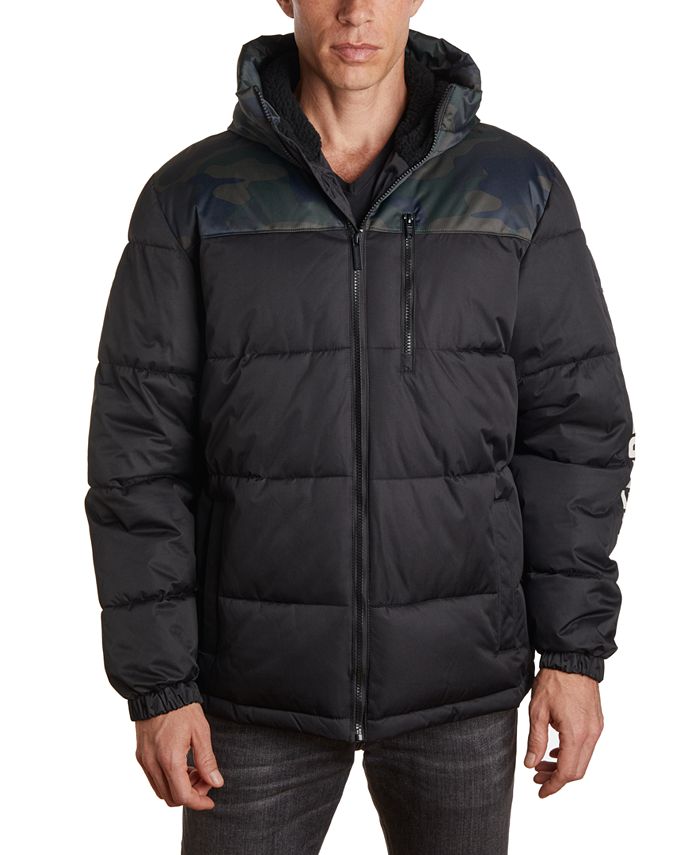 Members Only Member's Only Men's Puffer Jacket with Faux Sherpa Lined ...