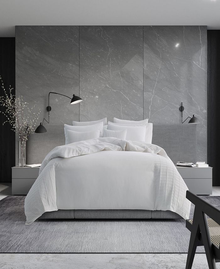Vera Wang Linear Tucks White Duvet Cover, Queen Macy's