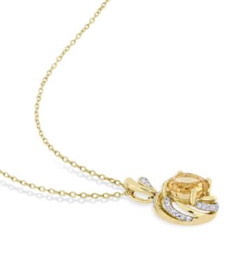 Citrine (1-4/5 ct. t.w.), White Topaz (1/7 ct. t.w.) and Diamond Accent Swirl 18" Necklace in 18k Yellow Gold Over Sterling Silver