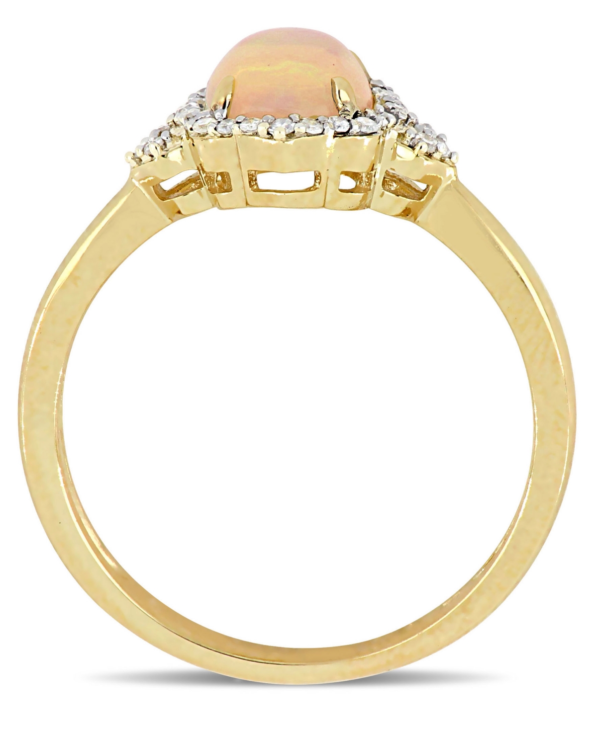 Yellow(3/4 ct. t.w.) and Diamond (1/8 ct. t.w.) Halo Ring 10k Yellow Gold - Opal