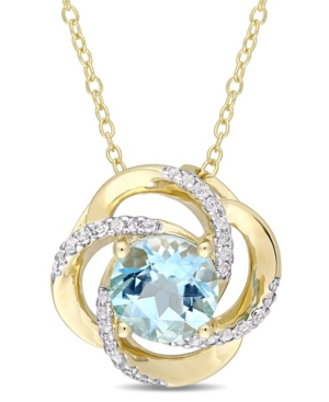 image of Blue Topaz (2-1/3 ct. t.w.) and White Topaz (1/5 ct. t.w.) Interlaced Floral Swirl Necklace in 18k Yellow Gold Over Sterling Silver