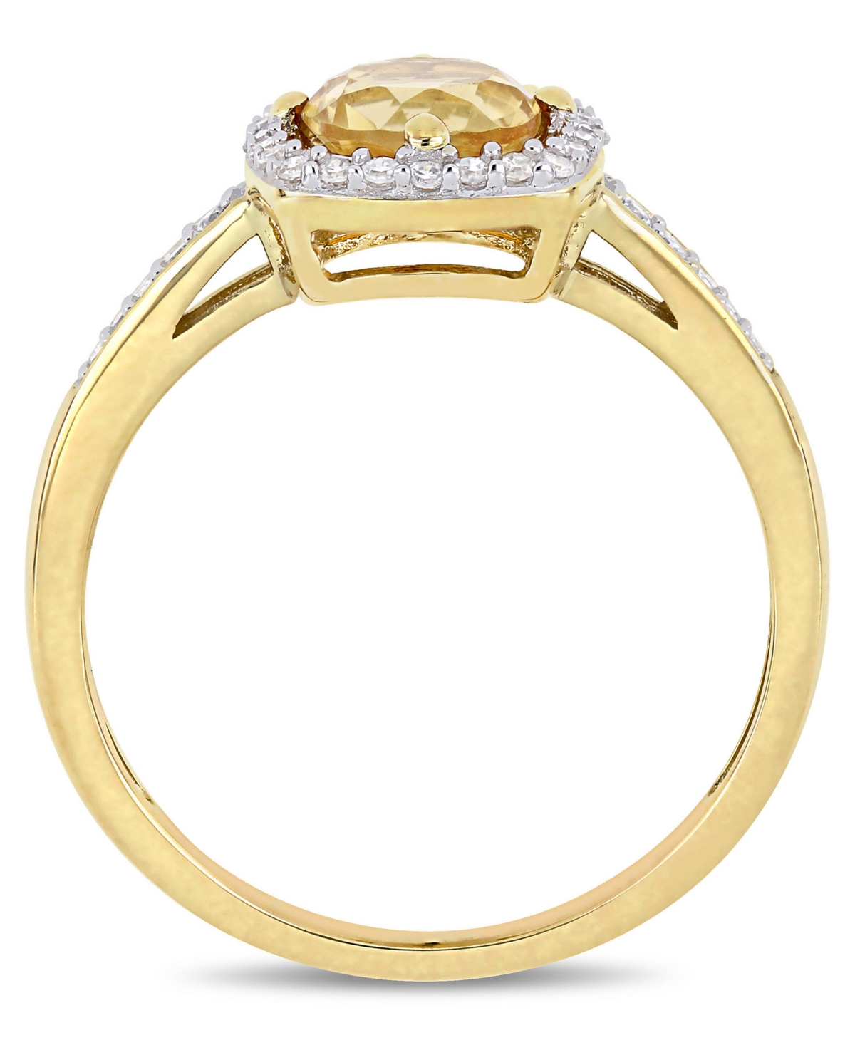 (3/4 ct. t.w.) and Diamond (1/7 ct. t.w.) Halo Ring in 10k Yellow Gold - Citrine