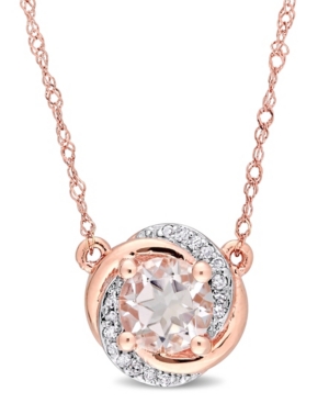 image of Morganite (4/5 ct. t.w.) and Diamond (1/20 ct. t.w.) Swirl Halo 17