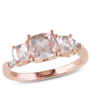 image of Morganite (1-2/5 ct. t.w.) and Diamond Accent 3-Stone Ring in 18k Rose Gold Over Silver