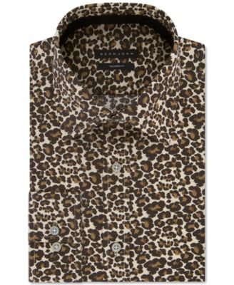 mens leopard print dress shirt