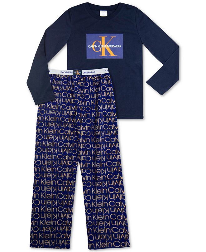 Calvin Klein Big Boys 2-Pc. Logo Fleece Pajamas Set & Reviews - Pajamas - Kids - Macy's
