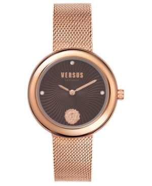 image of Versus by Versace Women-s Lea Rose Gold-Tone Stainless Steel Mesh Bracelet Watch 35mm