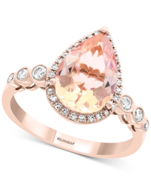image of Effy Morganite (3-5/8 ct. t.w.) & Diamond (1/4 ct. t.w.) Statement Ring in 14k Rose Gold