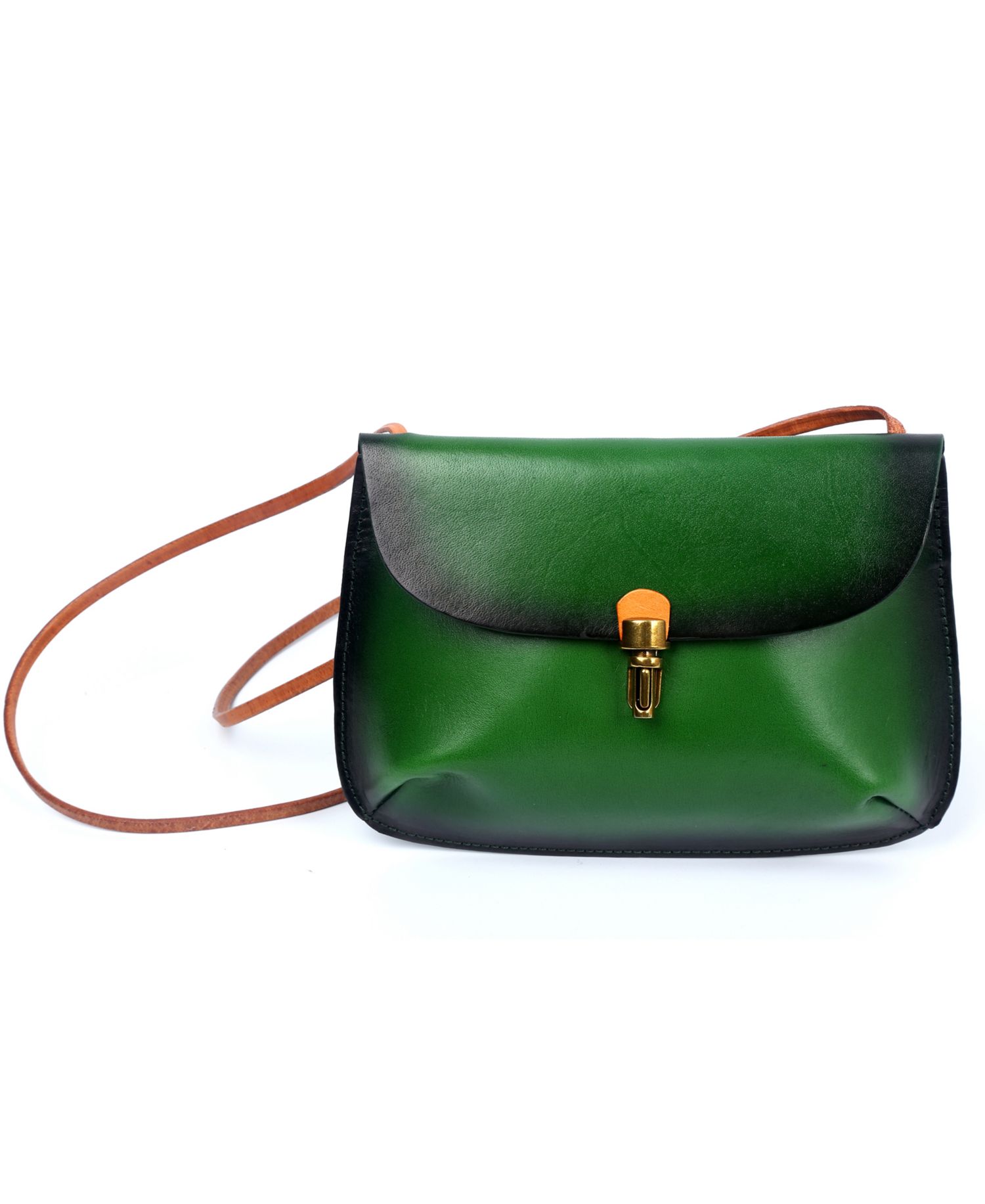 Ada Small Leather Pushlock Crossbody Bag