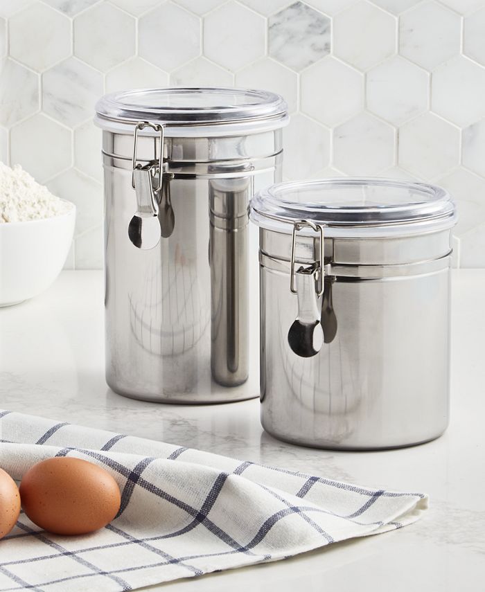 Set of 2 Black Flour and Sugar Canisters for Kitchen, Metal