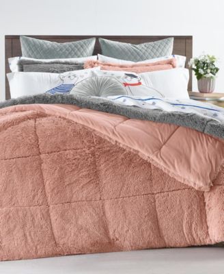 Closeout! Whim by Martha Stewart Collection Shaggy Faux Fur Twin/Twin XL 2-pc. Comforter Set, Created for Macy's - Blue