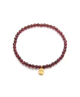 Satya Jewelry - Red Garnet Gold Mini Tree Of Life Stretch Bracelet