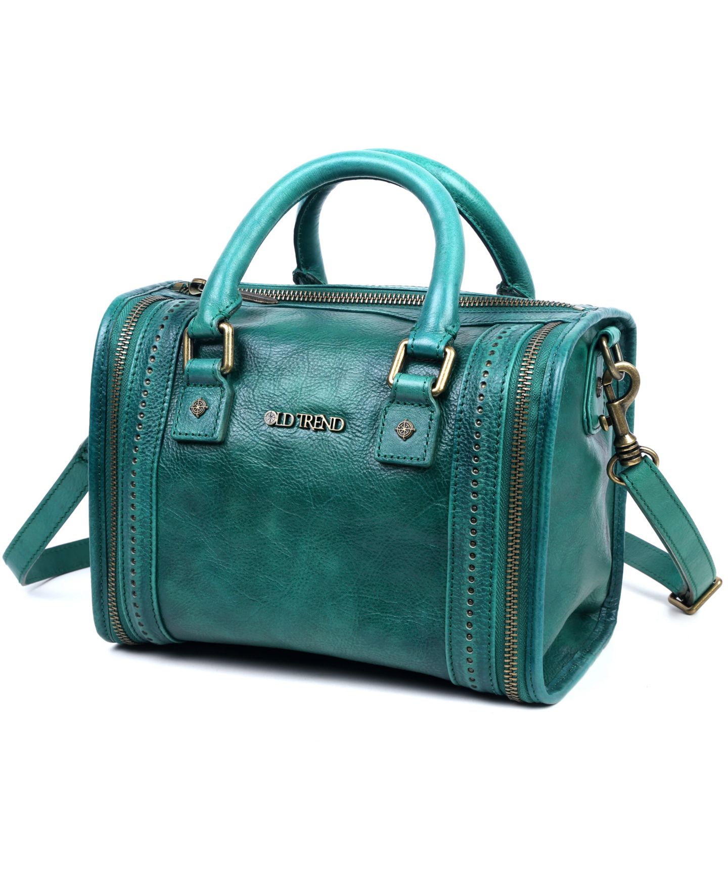 Женская сумка OLD TREND Mini Trunk Leather Top Handle Crossbody, цвет: Аквамариновый — фото 6