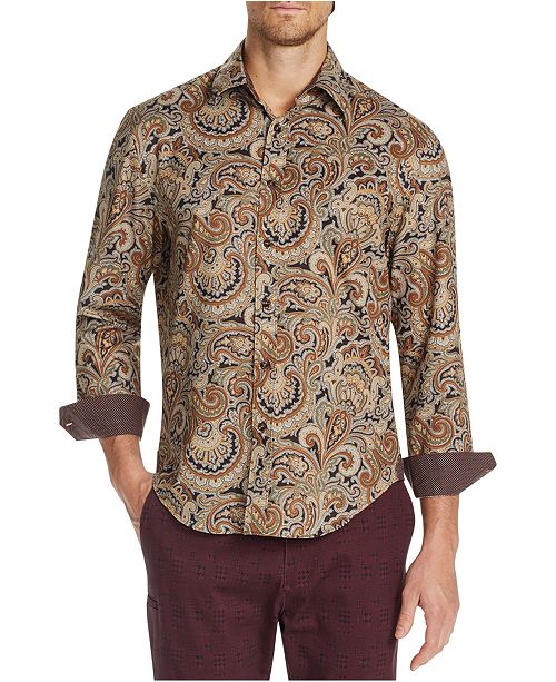 Tallia Men S Slim Fit Performance Stretch Paisley Long Sleeve Shirt