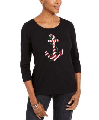 Karen Scott - Sequined Anchor Top, Created For Macy's