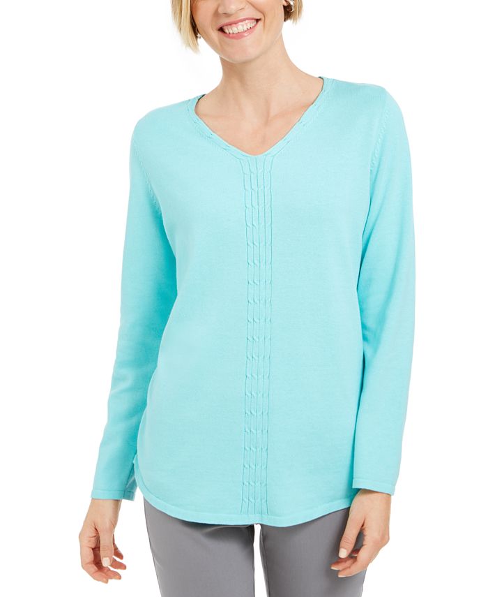 Karen Scott Cotton CableKnit Sweater, Created for Macy's Macy's