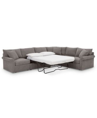 Furniture - Wedport 5-Pc. Fabric "L" Shape Modular Sleeper Sectional Sofa with Square Corner Piece
