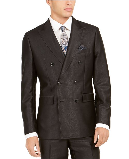 Tallia Orange Men S Slim Fit Black Solid Double Breasted Suit