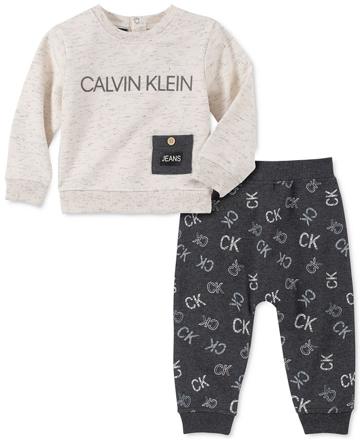 Calvin Klein Baby Boys 2-Pc. French Terry Top & Pants Set - Macy's