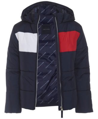 tommy hilfiger sport flag hooded puffer jacket