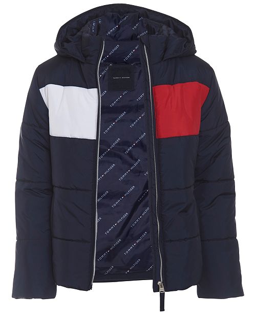 Tommy Hilfiger Baby Girls Colorblocked Hooded Cropped Puffer Jacket ...