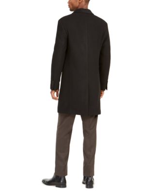 slim fit black overcoat
