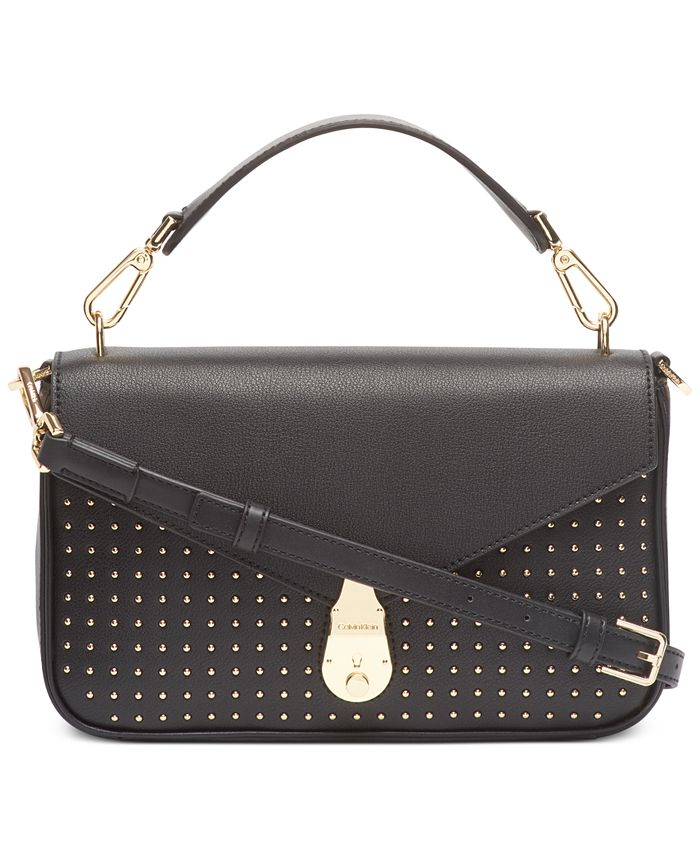 Calvin Klein Lock Leather Studded Shoulder Bag Macy's
