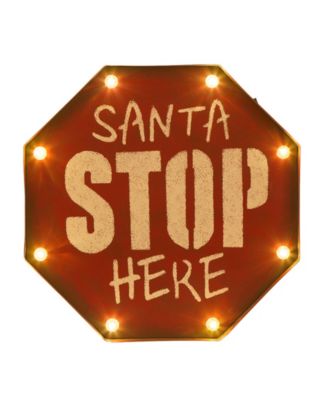 Glitzhome Marquee Santa STOP Sign - Macy's