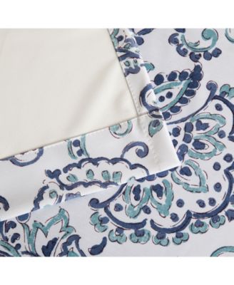 Amalfi Paisley Faux Silk 100% Blackout Room Darkening Thermal Lined Curtain Grommet Panels for Bedroom - Energy Efficient, Complete Darkness, Noise Reducing - Set of 2