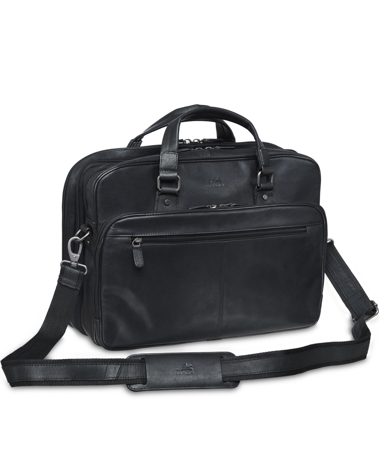 Мужская сумка Mancini Buffalo Collection Expandable Double Compartment Laptop/ Tablet Briefcase, цвет: Чёрный — фото 4