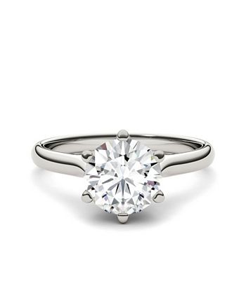 Charles & Colvard - Moissanite Solitaire Engagement Ring 1-1/2 ct. t.w. Diamond Equivalent in 14k White or Yellow Gold