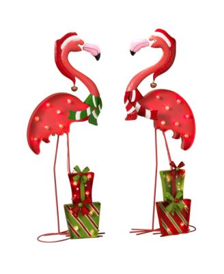 Gerson & Gerson - Lighted Holiday Flamingos (Set of 2)
