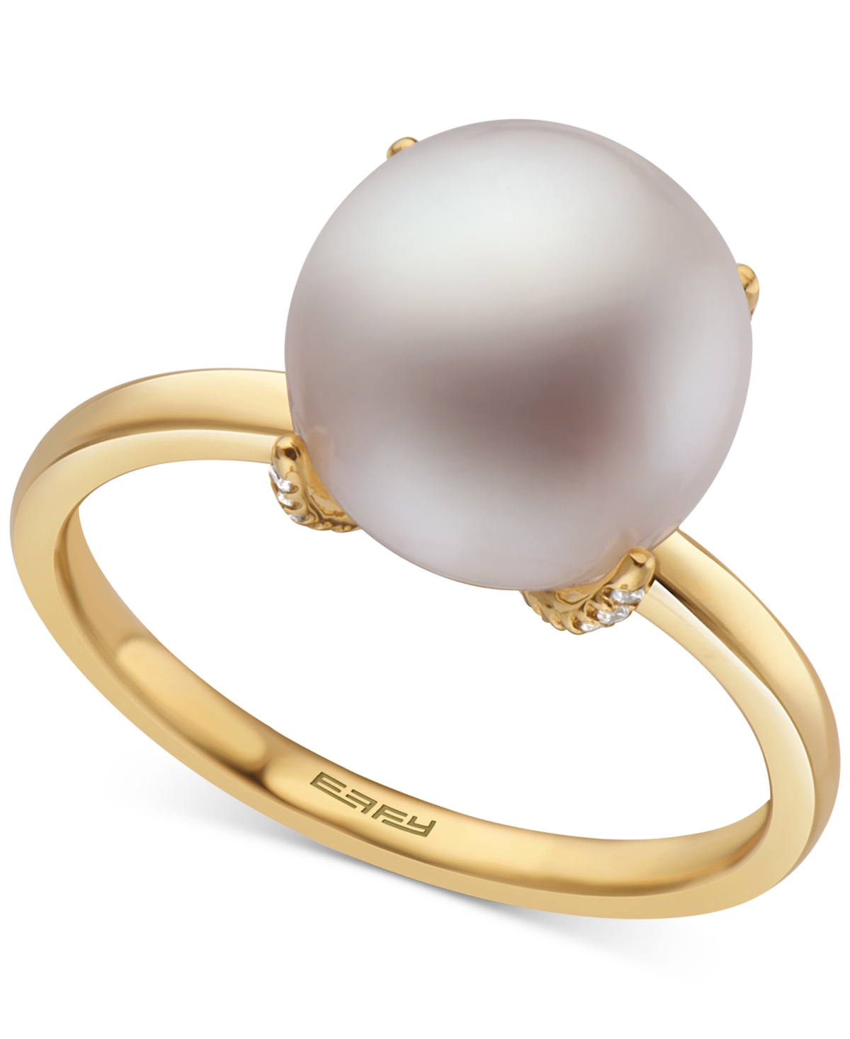 Effy Collection Effy Cultured Freshwater Pearl (9-1/2mm) & Diamond (1/20 ct. t.w.) Ring in 14k Gold