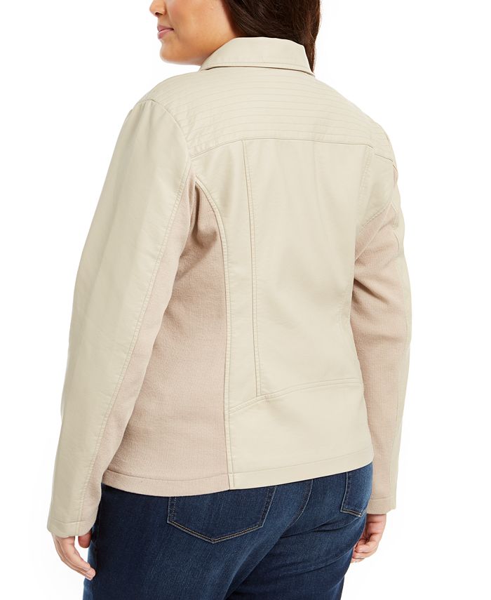 Style & Co Plus Size Faux-Leather Moto Jacket, Created for Macy's
