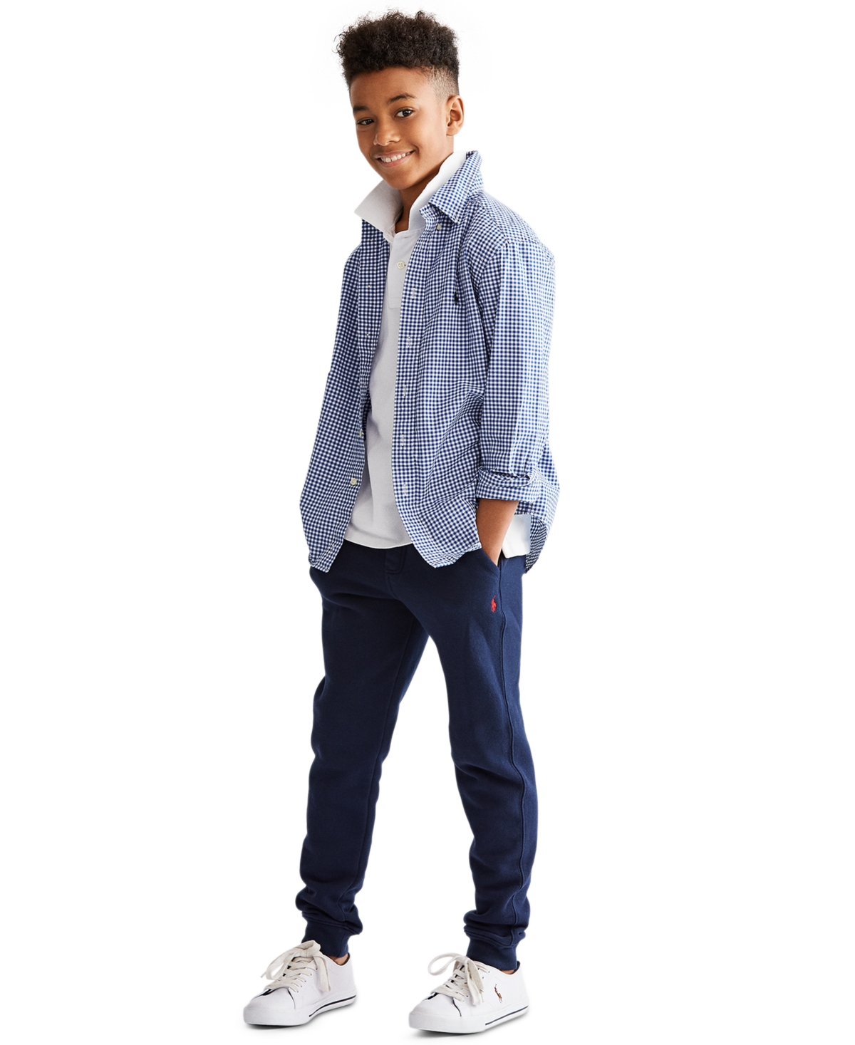Polo Ralph Lauren Kids' Big Boys Gingham Cotton Poplin Shirt In Blue Multi