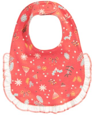First Impressions Baby Girls Cotton Reversible Reindeer Bib, Created for Macy's